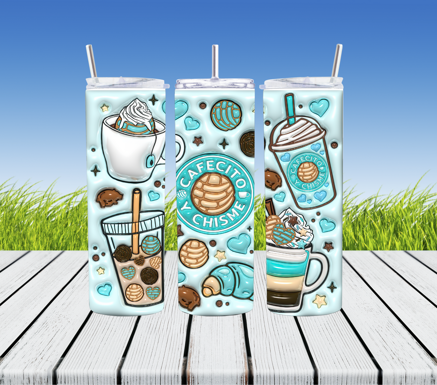 cafecito y chisme tumbler 20oz