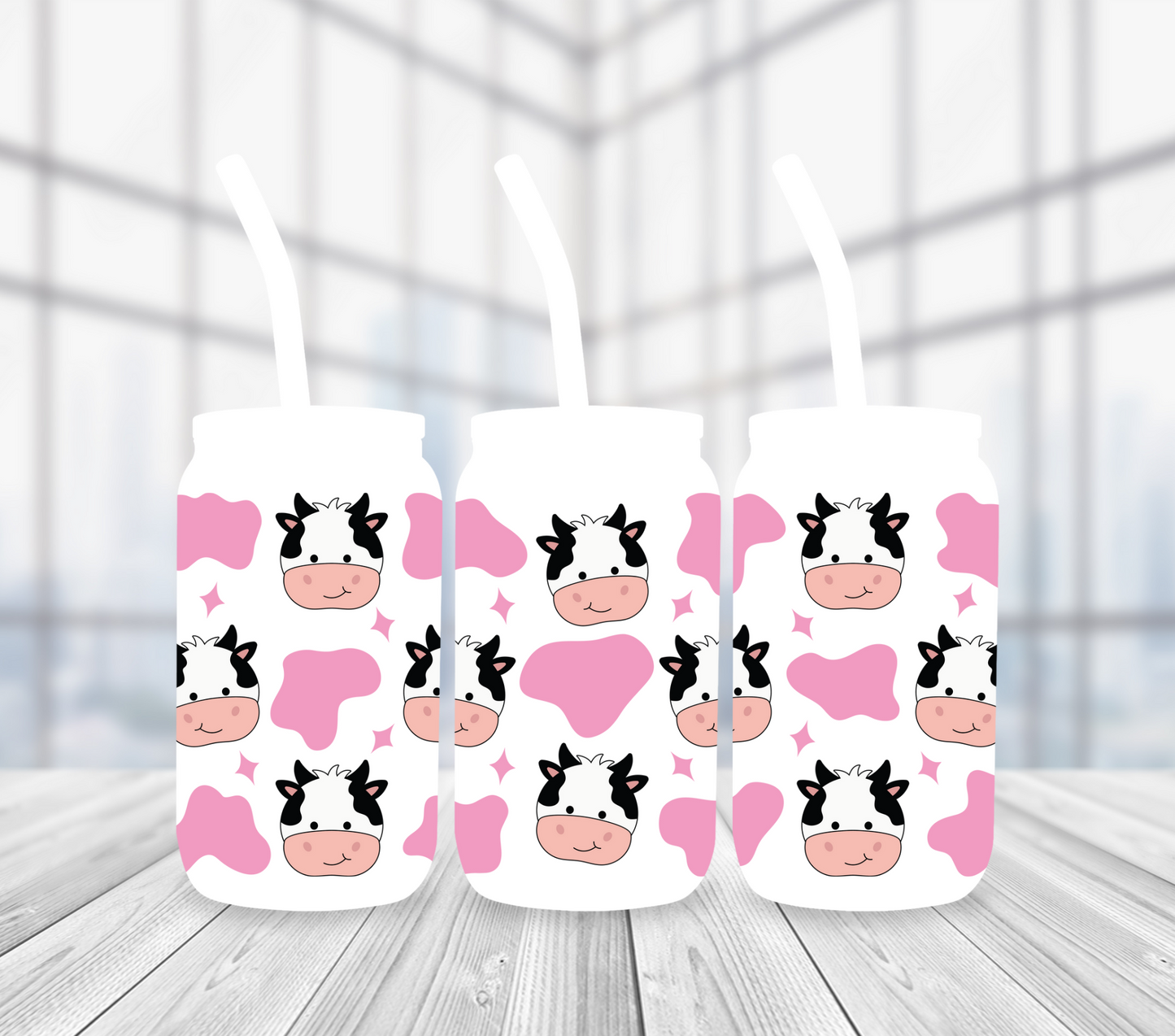 cows with pink stains 16oz tumbler sublimacion