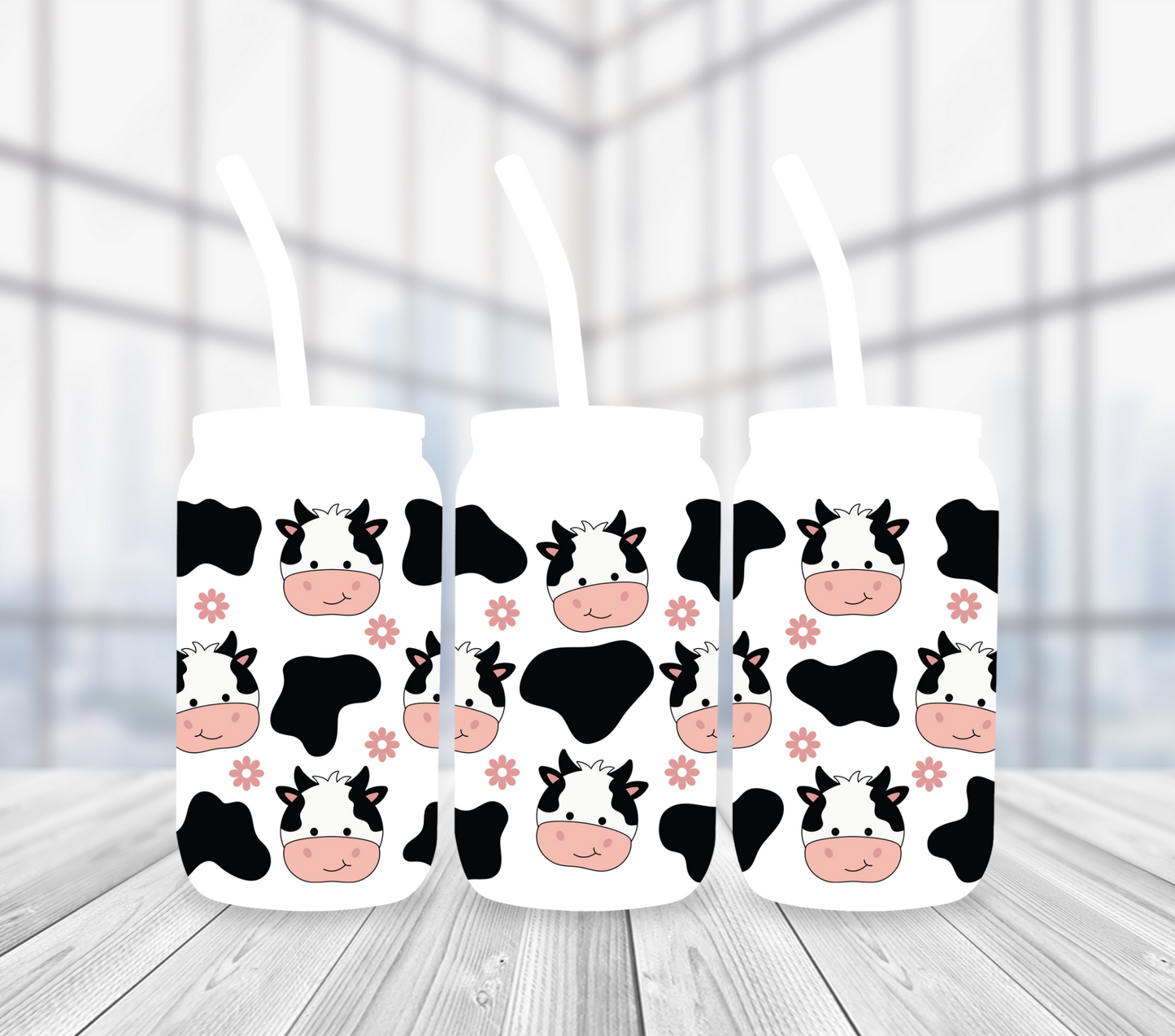 Cows with flowers 16oz tumbler sublimacion