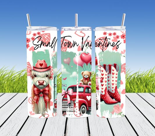 valentine cow with hat tumbler