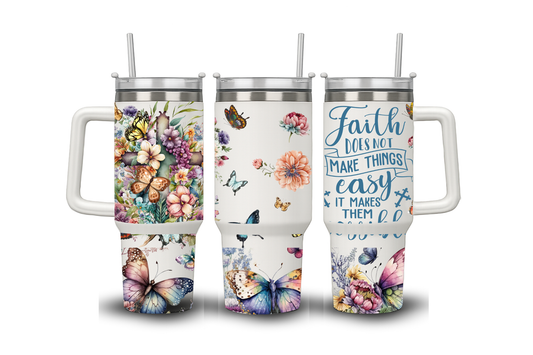 40oz tumbler with handle flowers