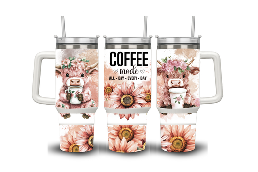 40oz tumbler with handle coffee little cow