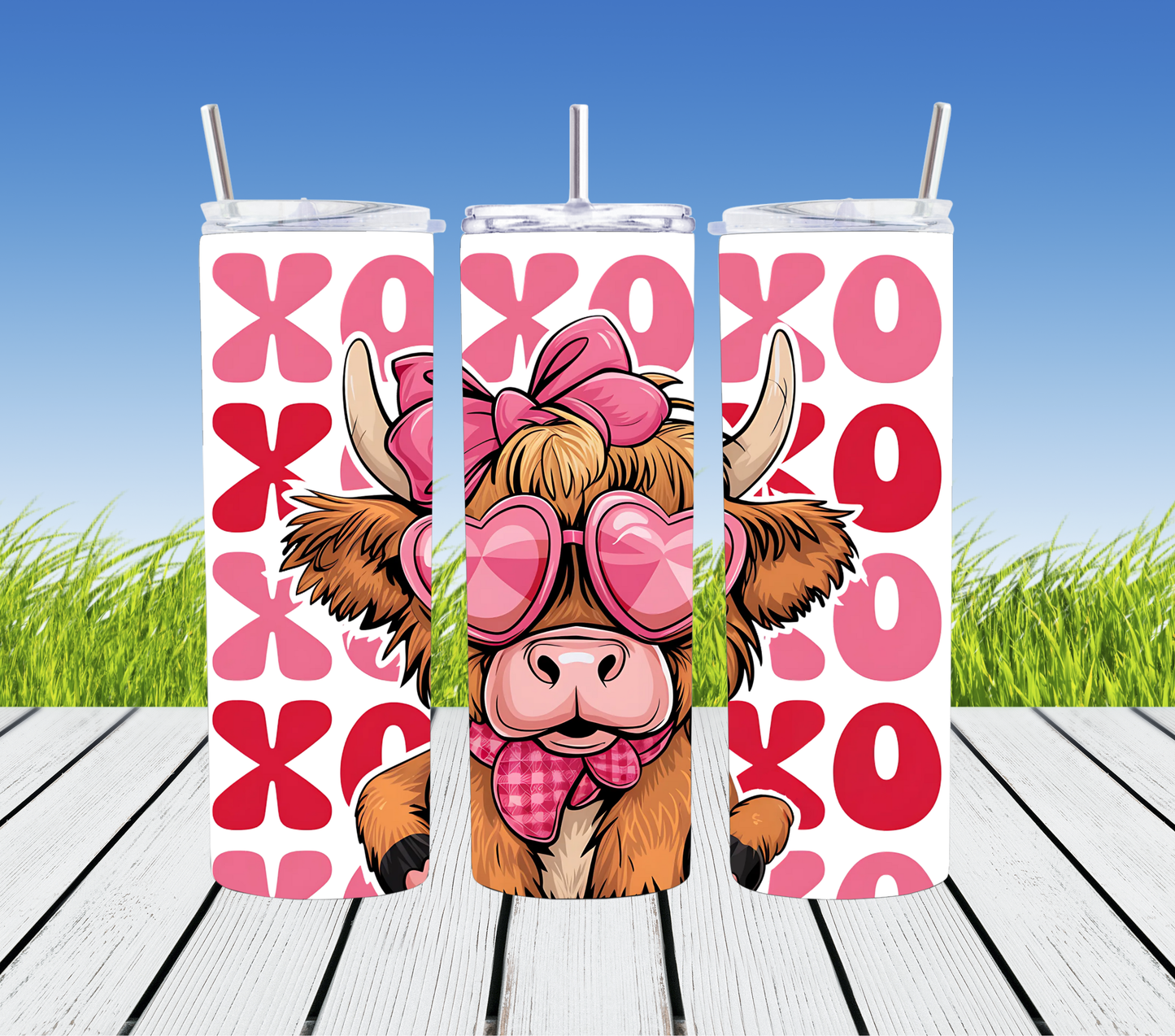 cow valentine xoxo tumbler 20oz
