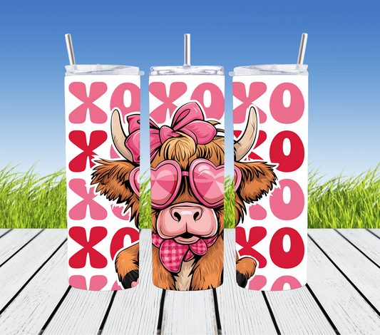 cow valentine xoxo tumbler 20oz